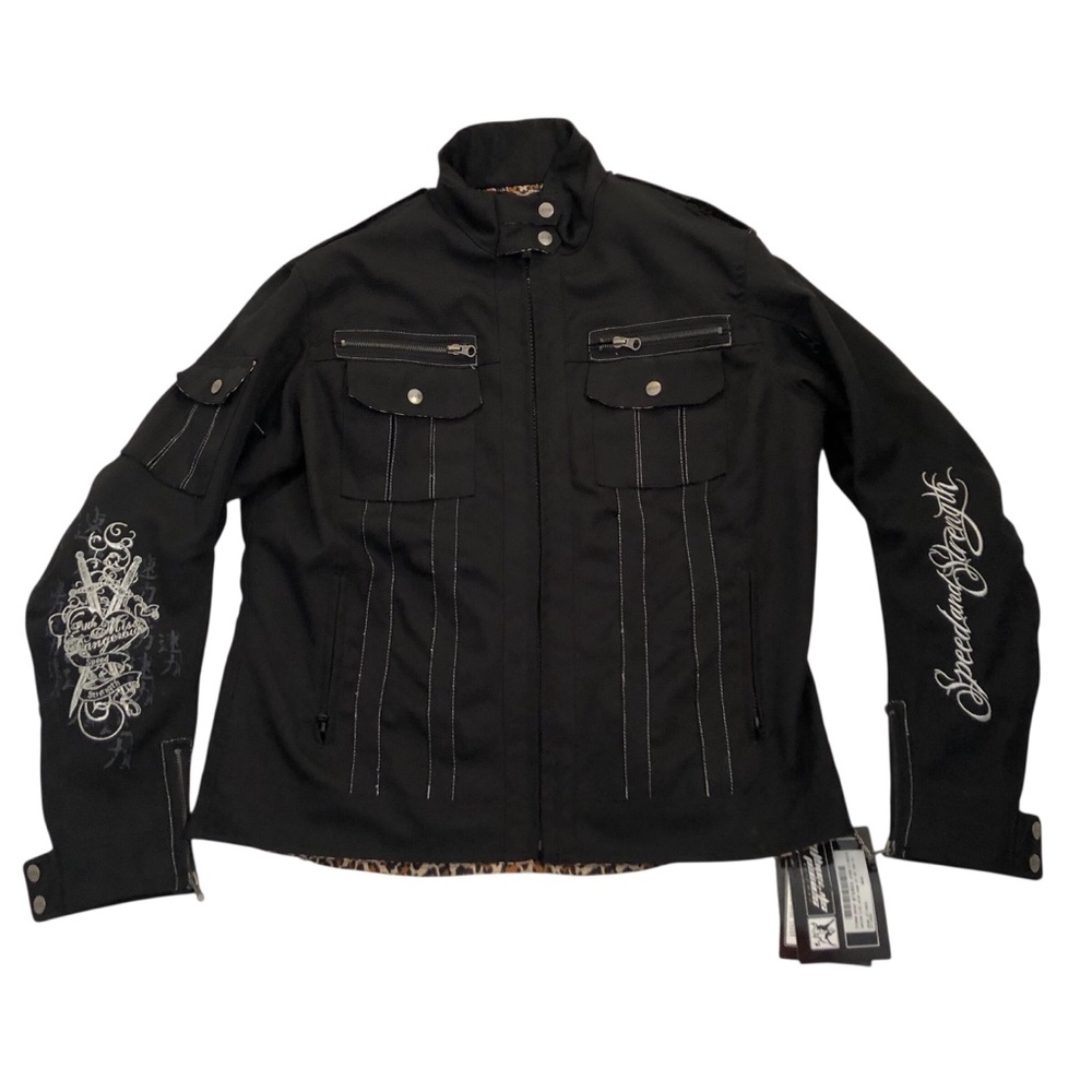 Rare Speed and Strength Black Little Miss Dangerous Textile Moto Jacket Size XL